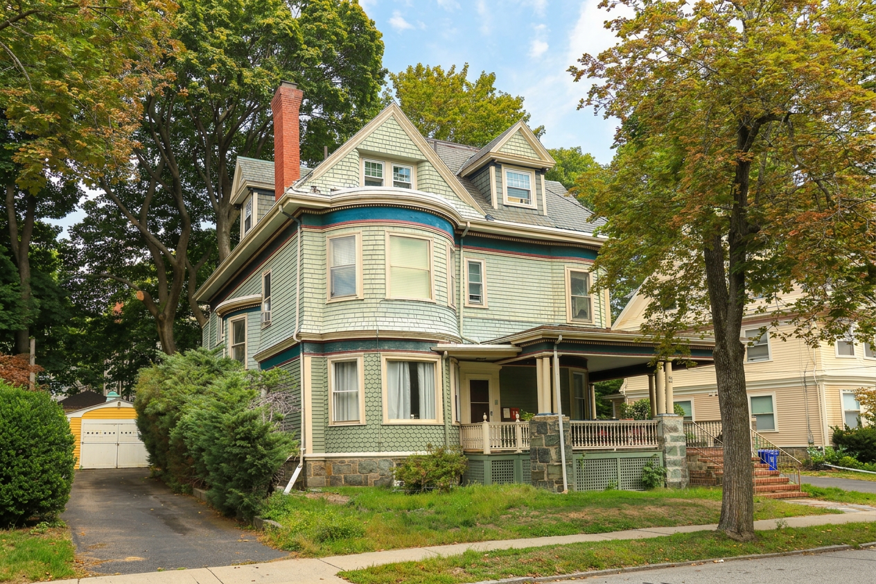 classic victorian house in suburban setting